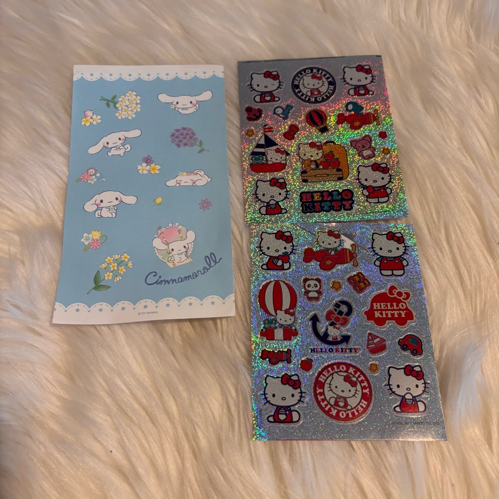 🌟10/$10 Sanrio Hello Kitty and Cinnamoroll Stickers - Blue and Silver